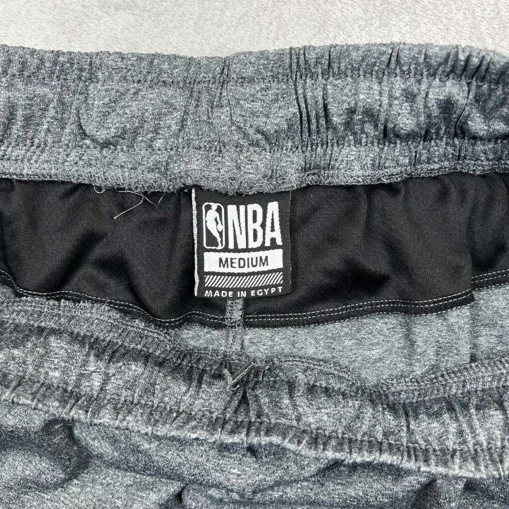 NBA Basketball Shorts Mens Medium Gray Heathered Athletic Mesh Trim Drawstring